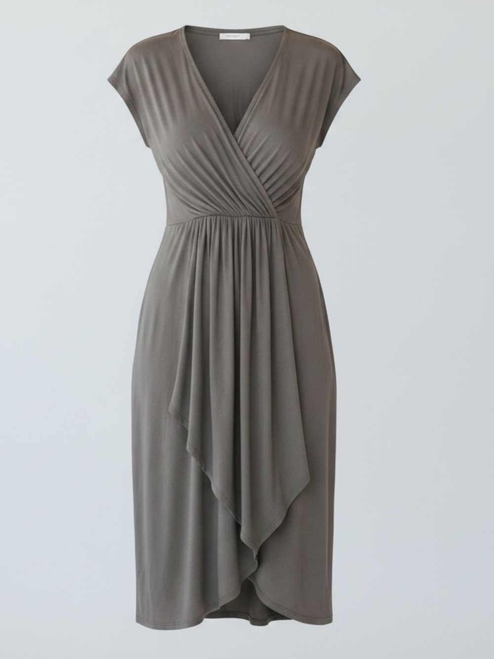 LOFT Gray Wrap-Style Midi Dress